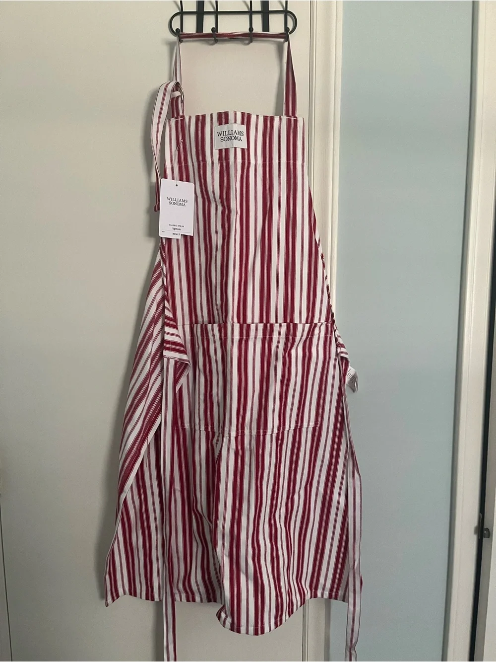 New Williams Sonoma Classic Stripe Apron Red